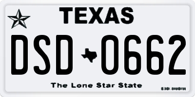 TX license plate DSD0662