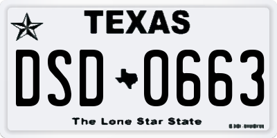 TX license plate DSD0663