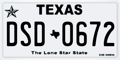 TX license plate DSD0672