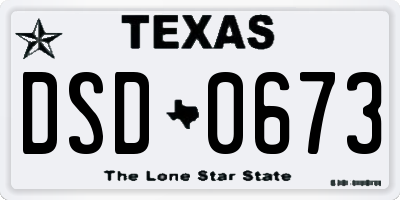 TX license plate DSD0673