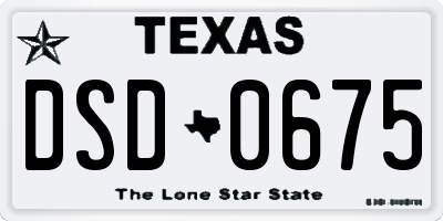 TX license plate DSD0675