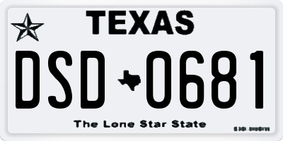 TX license plate DSD0681