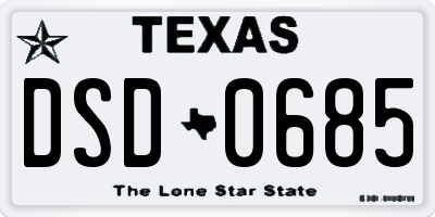 TX license plate DSD0685