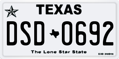 TX license plate DSD0692