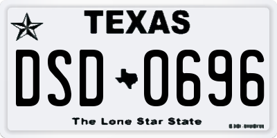 TX license plate DSD0696