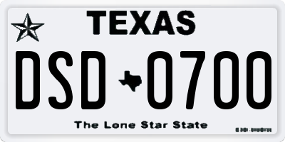 TX license plate DSD0700