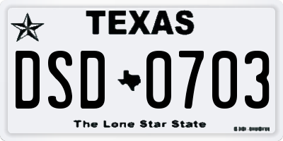 TX license plate DSD0703