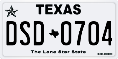 TX license plate DSD0704