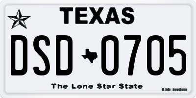 TX license plate DSD0705