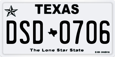 TX license plate DSD0706