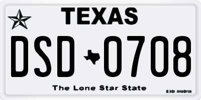 TX license plate DSD0708