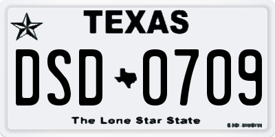 TX license plate DSD0709