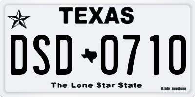 TX license plate DSD0710