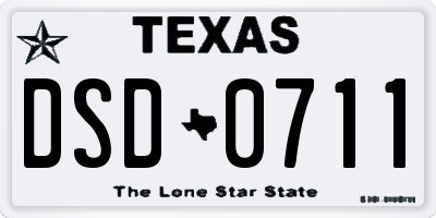 TX license plate DSD0711