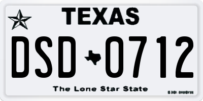TX license plate DSD0712