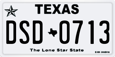 TX license plate DSD0713