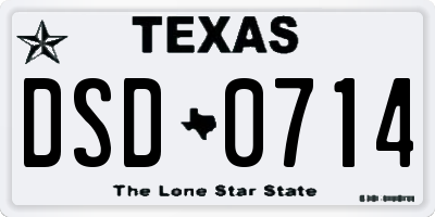 TX license plate DSD0714