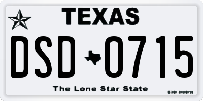 TX license plate DSD0715