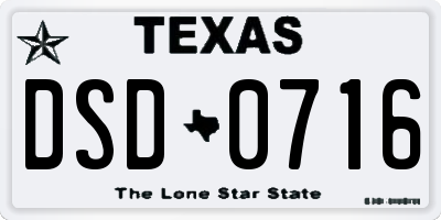 TX license plate DSD0716