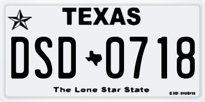 TX license plate DSD0718
