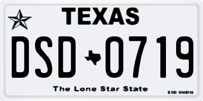TX license plate DSD0719