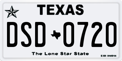 TX license plate DSD0720