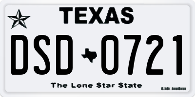 TX license plate DSD0721