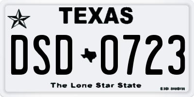 TX license plate DSD0723