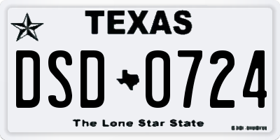 TX license plate DSD0724