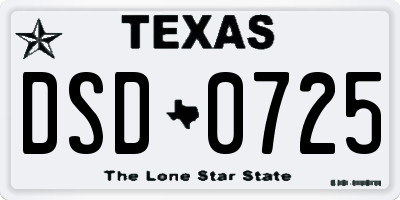 TX license plate DSD0725