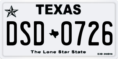 TX license plate DSD0726