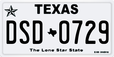 TX license plate DSD0729
