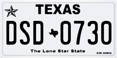 TX license plate DSD0730