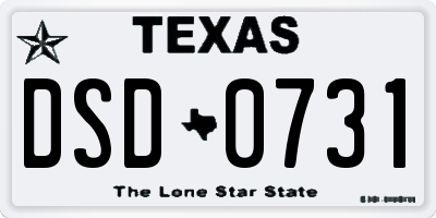 TX license plate DSD0731