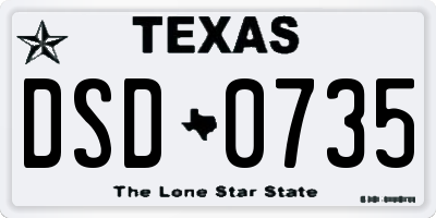 TX license plate DSD0735