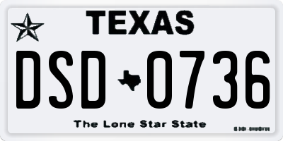 TX license plate DSD0736