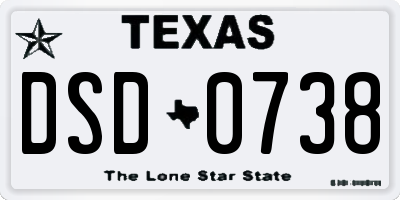 TX license plate DSD0738