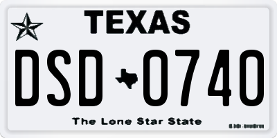 TX license plate DSD0740