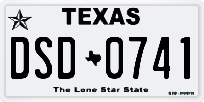 TX license plate DSD0741