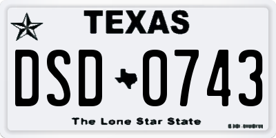 TX license plate DSD0743