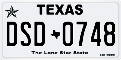 TX license plate DSD0748