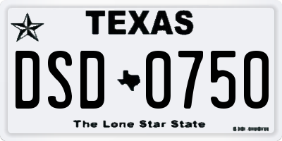 TX license plate DSD0750