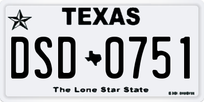 TX license plate DSD0751