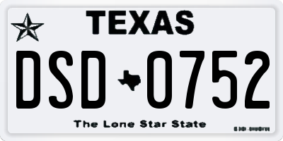 TX license plate DSD0752