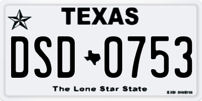 TX license plate DSD0753