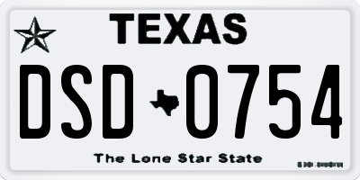 TX license plate DSD0754