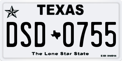 TX license plate DSD0755