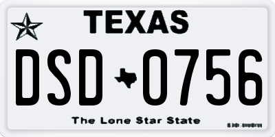 TX license plate DSD0756