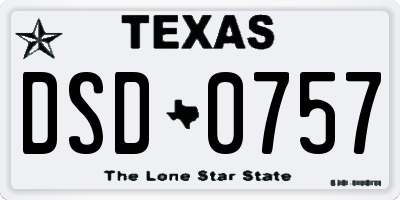 TX license plate DSD0757