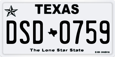 TX license plate DSD0759